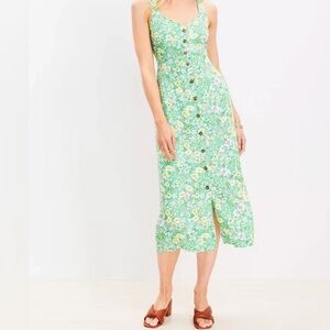NWT LOFT Mint Floral Midi Button Dress